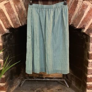 J.Crew green and white Gingham midi skirt